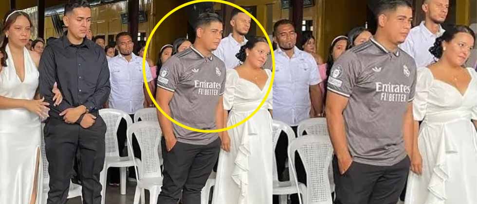 Joven asiste a su boda con la camiseta del Real Madrid