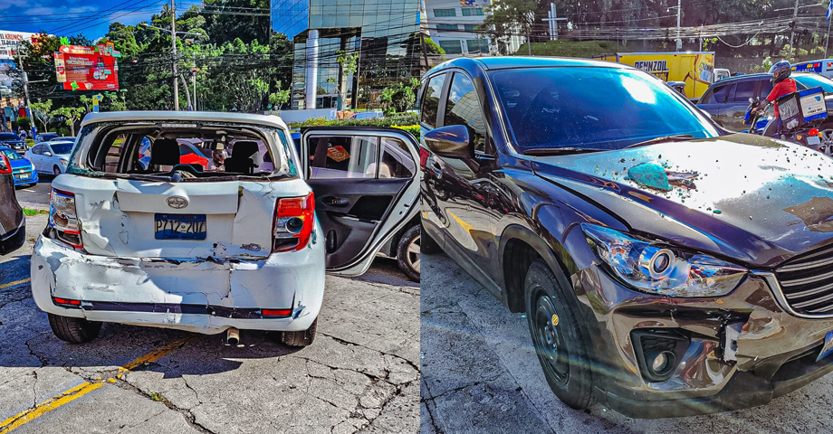Mujer resulta con fuerte golpe en la cabeza tras percance vial en San Salvador
