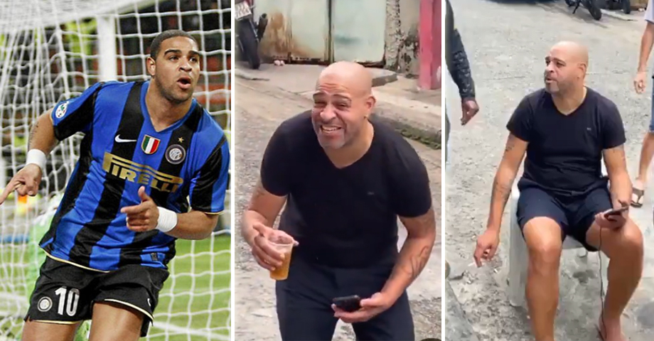 Adriano, ex delantero del Inter, aparece en un video completamente alcoholizado en medio de una favela