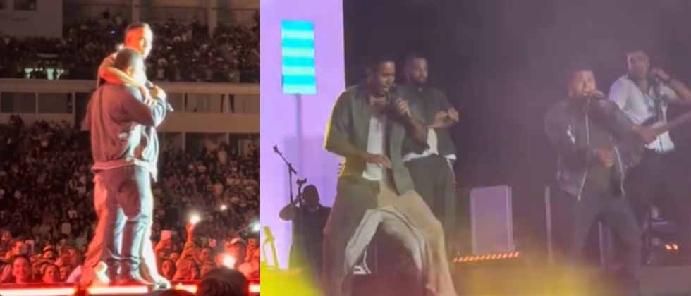 El momento exacto en que salvadoreño sube a cantar al escenario con Romeo Santos