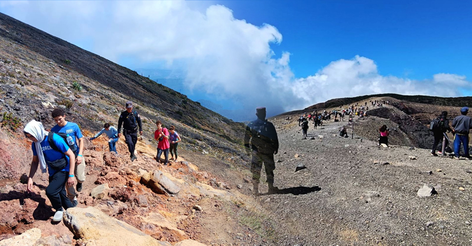 Politur garantiza la seguridad a turistas que ascienden al volcán Ilamatepec, Santa Ana