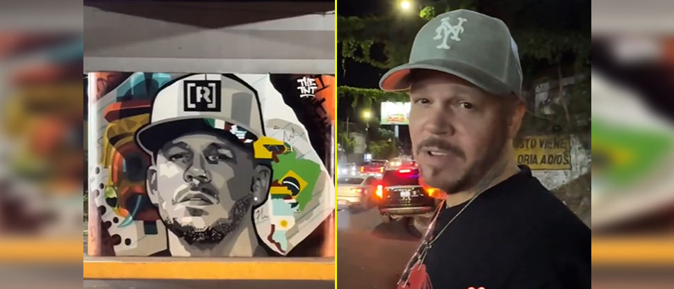 Residente vivista su mural dedicado por artista salvadoreño previo al concierto de esta noche  
