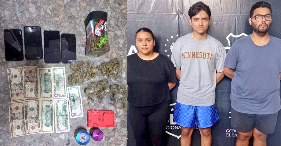 Capturados por tráfico: les encontraron abundante marihuana y otros ilícitos en Ilopango