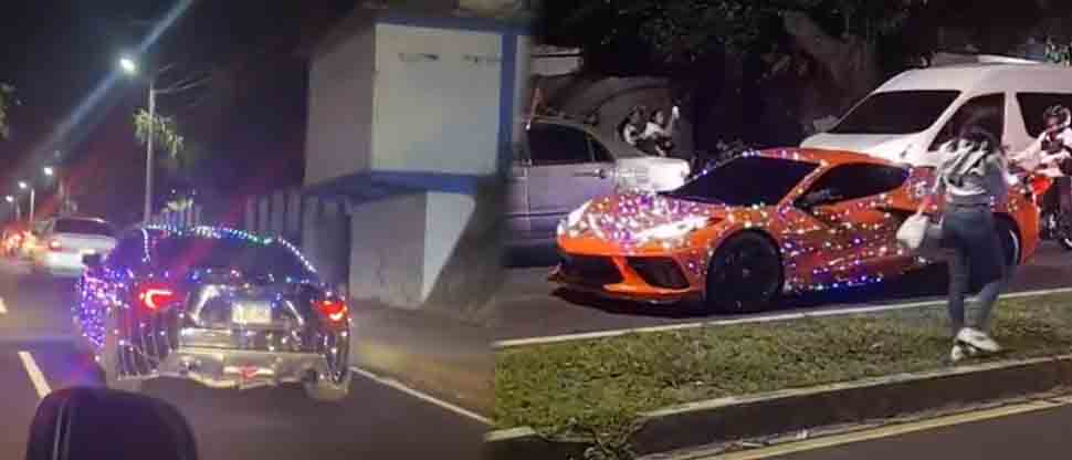 Conductores tunean sus automóviles en modo navideño y se roban las miradas