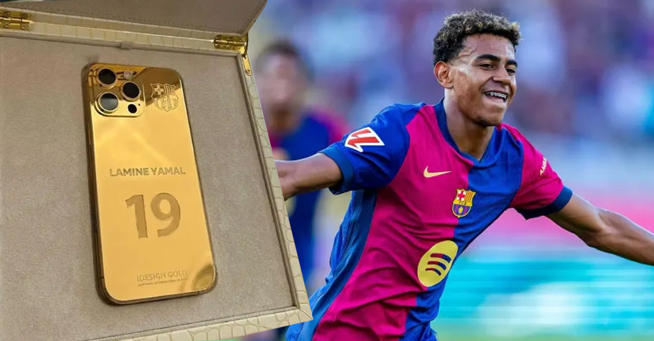 Crack del Barca le regala un iPhone dorado a Lamine Yamal