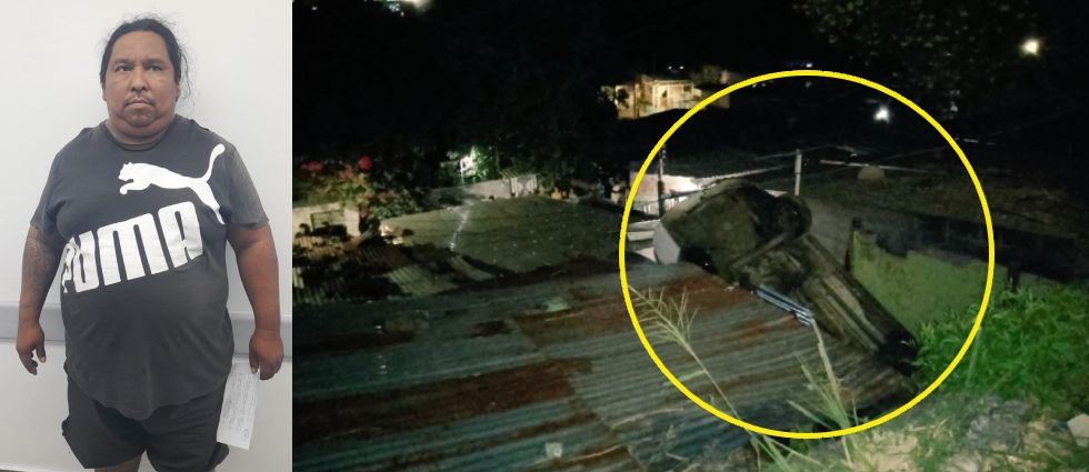 Arrestan al conductor ebrio que cayó con su auto sobre el techo de una vivienda en San Jacinto
