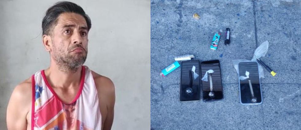 Detienen a sujeto tras hallarle porciones de metanfetamina, pipas y celulares