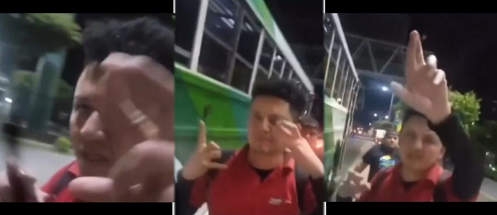Graban a empleado de gasolinera haciendo señales de pandillas  en Santa Ana