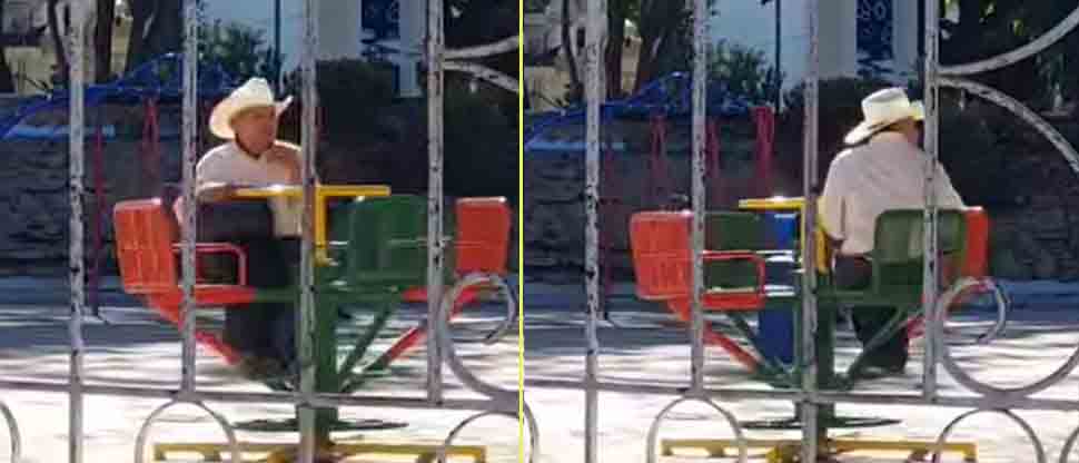 Abuelito se hace viral al disfrutar juegos mecánicos en un parque de La Unión