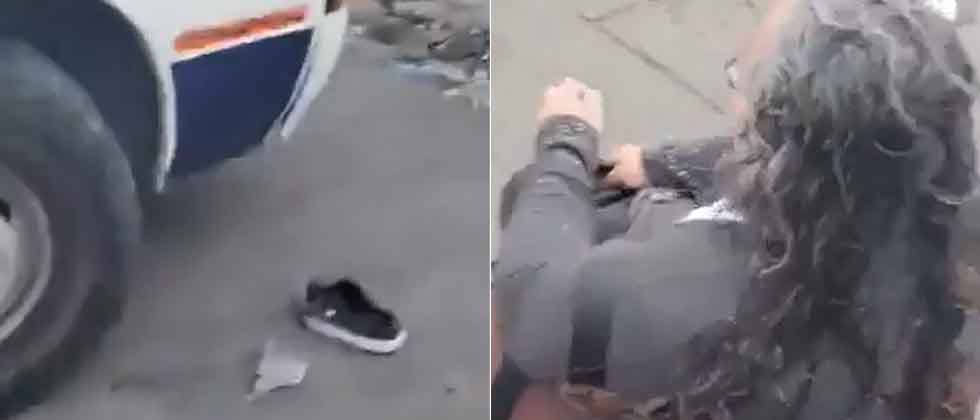 Microbusero le pasa llevado los pies a una señora tras realizar imprudente maniobra