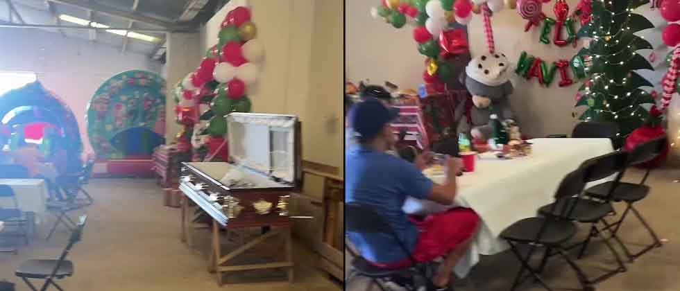 VIDEO: Familia utiliza ataúd como hielera durante fiesta navideña