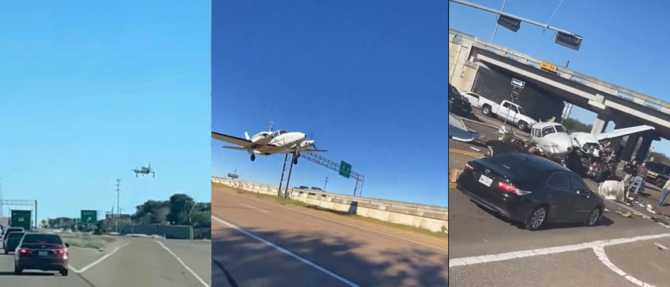 E.E.U.U: Avioneta se estrella contra varios autos al aterrizar de emergencia sobre autopista; hay 4 heridos