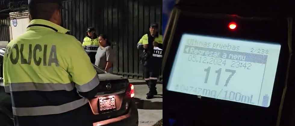 Detienen a mujer que fue sorprendida manejando con 117 grados de alcohol