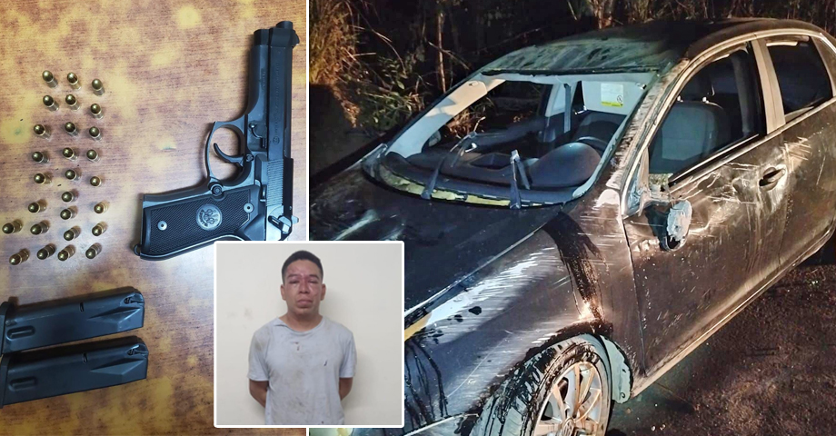 Ebrio al volante provoca fuerte accidente en La Libertad; además, andaba fuertemente armado