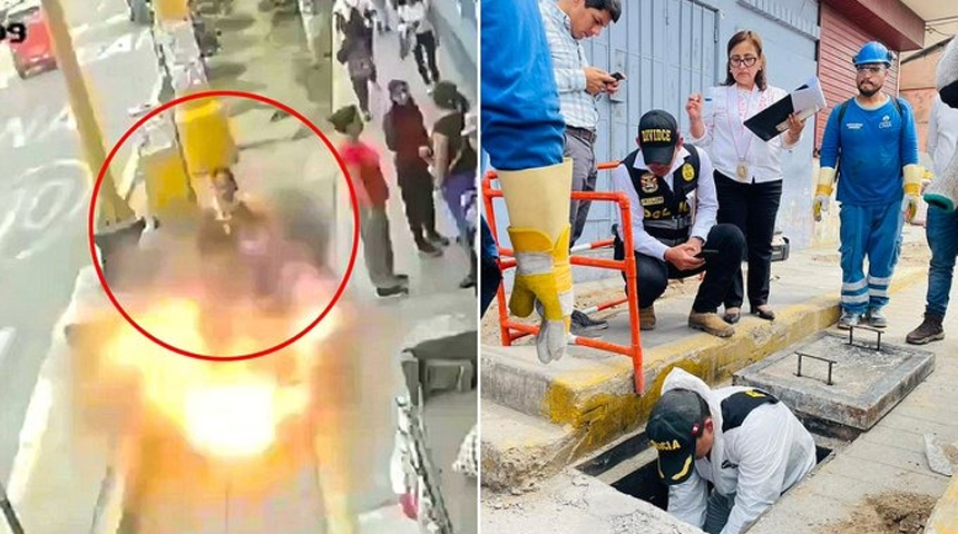 Perú: Momento exacto cuando una caja eléctrica explota en plena calle