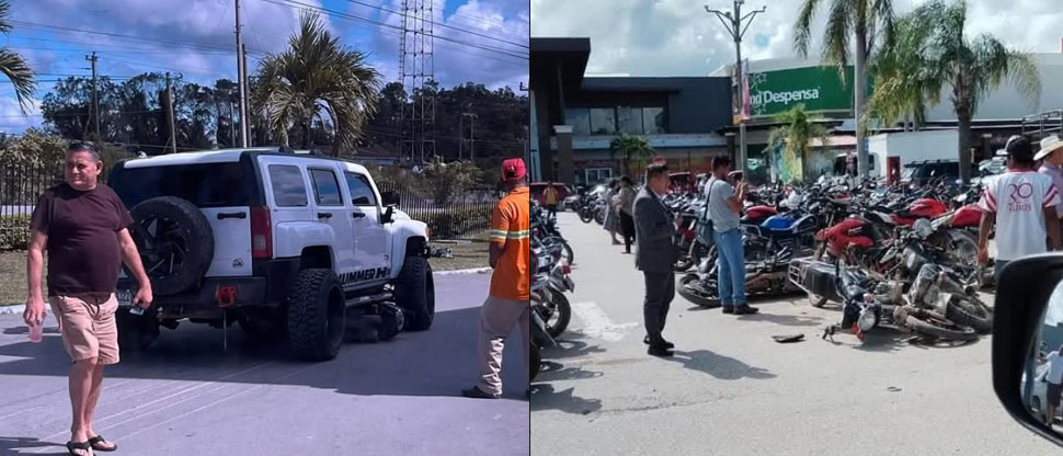 GUATEMALA: Conductor de una «Hummer» le pasó encima a motos estacionadas en un centro comercial