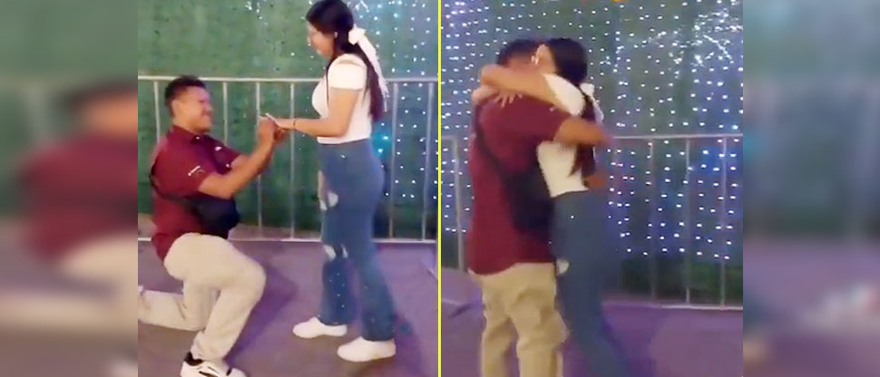 Pareja sella su amor en Villa Navideña del Centro Histórico de San Salvador