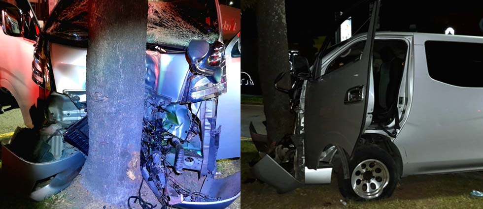 Unos 9 lesionados deja choque de microbús contra un árbol en el bulevar Santa Elena