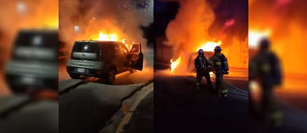 Vehículo se incendia en plena marcha en transitada zona de San Salvador
