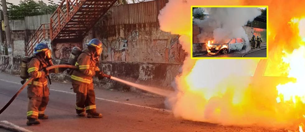 Auto se incendia en plena marcha en la Troncal de Norte