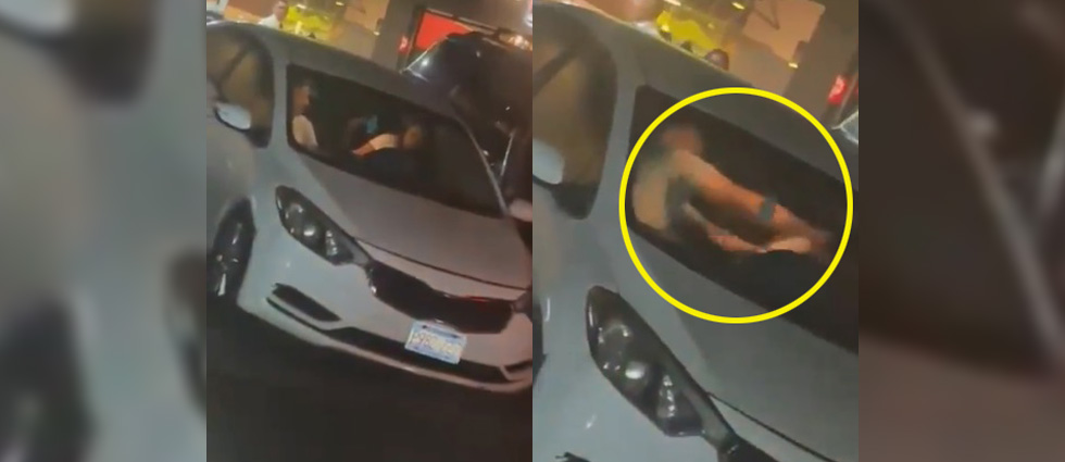 Graban a sujeto dándole puñetazos a una joven al interior de un auto en Santa Tecla