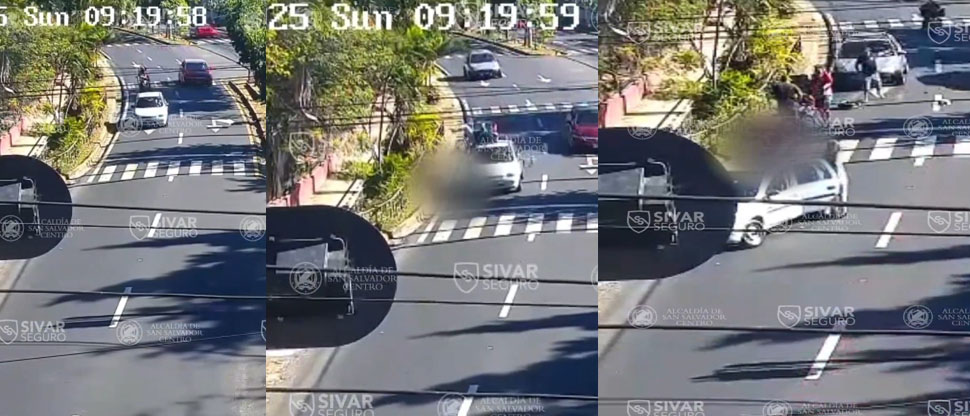 Cámaras captan accidente entre motociclista y conductor de vehículo en esta capital