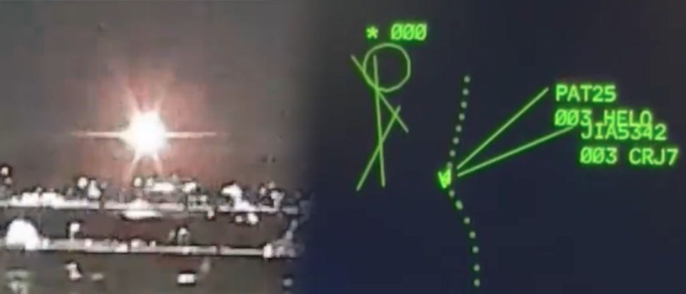 Filtran imágenes del radar en el momento del choque entre helicoptero y avión de pasajeros