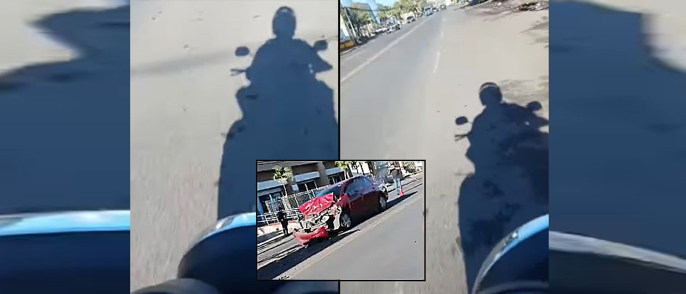 Motociclista capta momentos antes de fuerte accidente en San Miguel