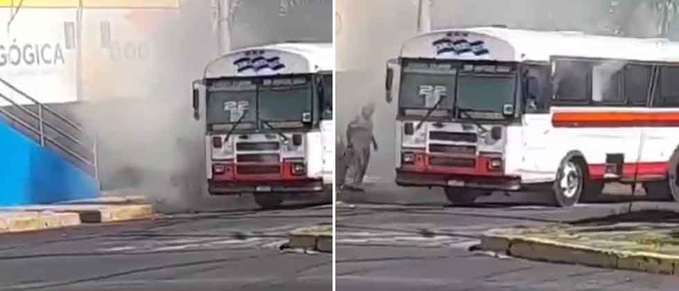 Bus agarra fuego en pleno viaje en San Salvador