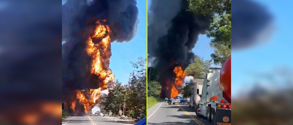 Pipa que transportaba combustible explota en plena carretera de Guatemala