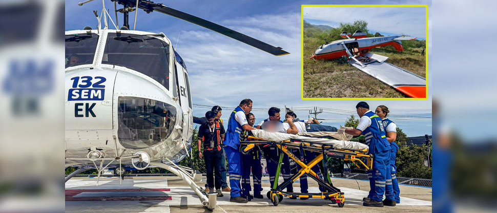 SEM se activa y traslada en helicóptero a lesionados de avioneta estrellada en Ilopango