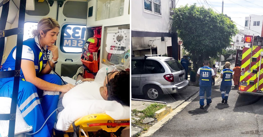 Atienden a joven que presentó problemas respiratorios por inhalación de humo durante un incendio
