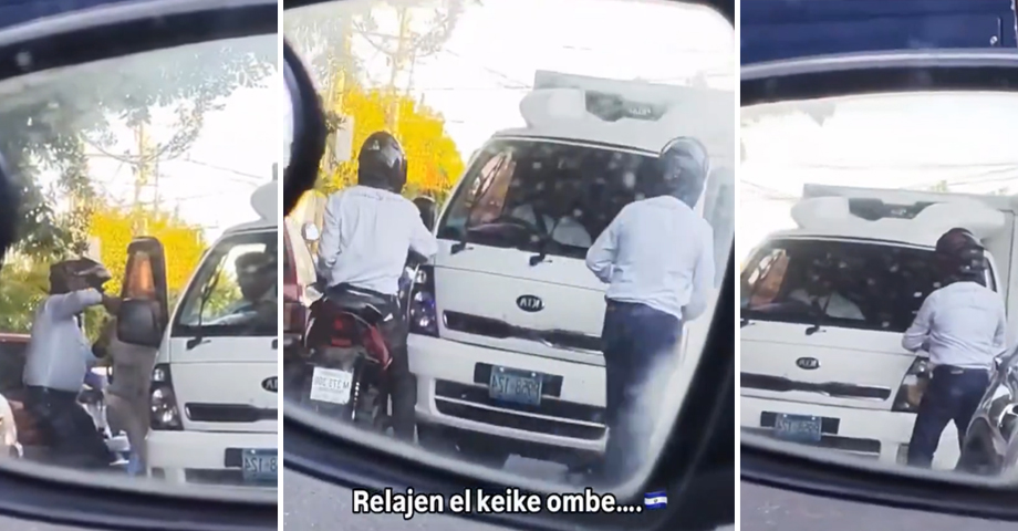 Motociclistas y conductor de pickup protagonizan pelean en pleno trafico