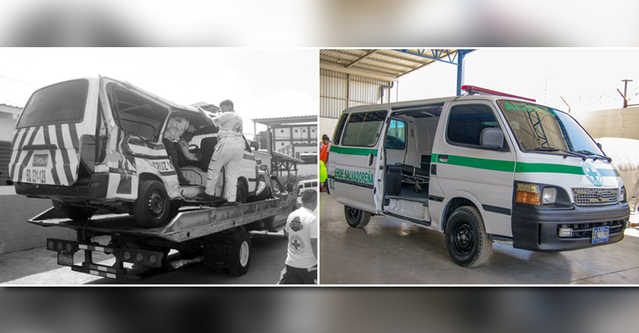 Reos del Plan Cero Ocio reparan ambulancia que resultó dañada tras accidente