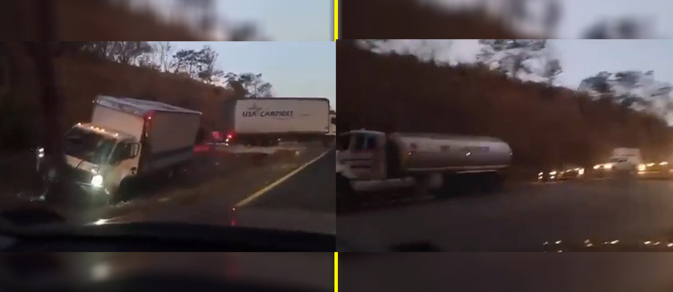 Reportan múltiple accidente entre camiones sobre la carretera de Oro