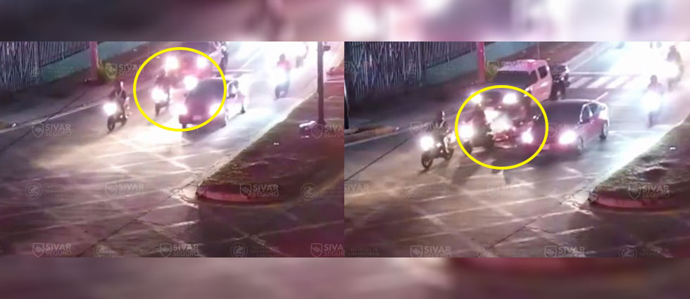 Motociclista sufre accidente por conducir a una velocidad inadecuada y no guardar distancia en San Salvador