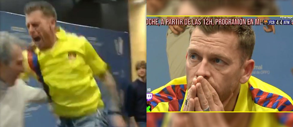 De la euforia a la seriedad total, así pasó el barcelonista Jota de El Chiringuito tras el 4-4