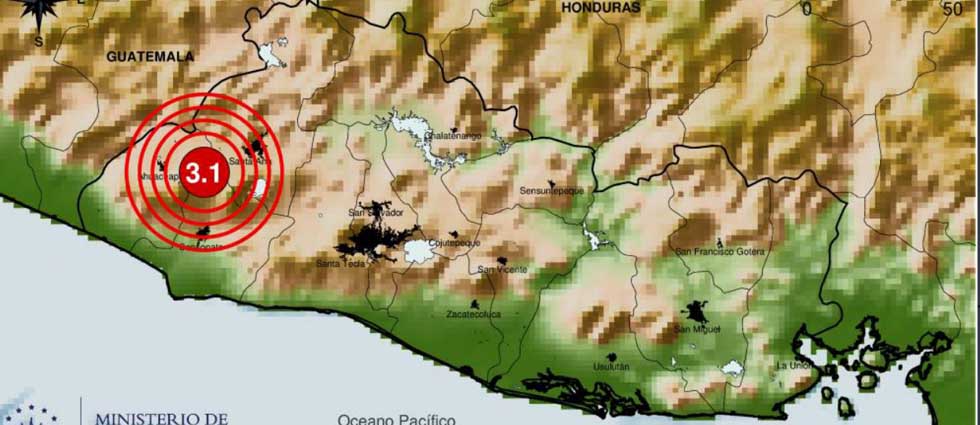 Reportan superficial sismo de 3.1 grados en Chalchuapa