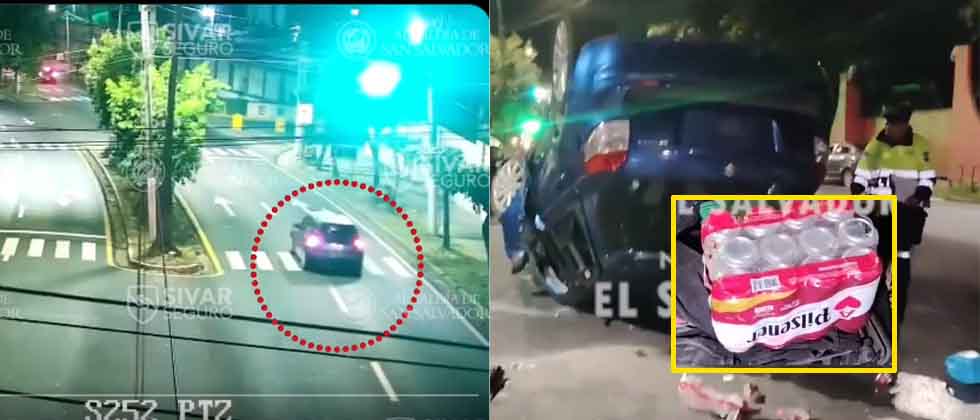 Captan el momento en que conductor borracho vuelca: Llevaba más de 24 latas en el carro
