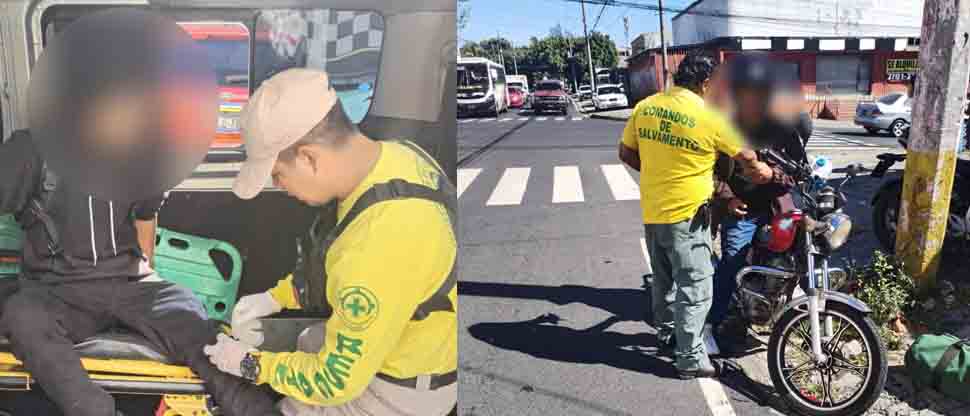 Dos motociclistas resultan lesionados tras chocar entre ellos en San Salvador