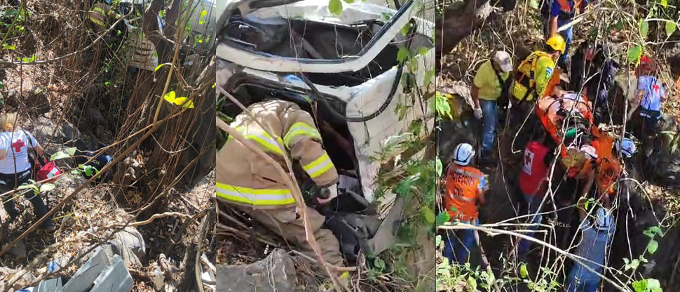 Rastra choca con camión y lo manda a barranco en sector de Quebrada Seca
