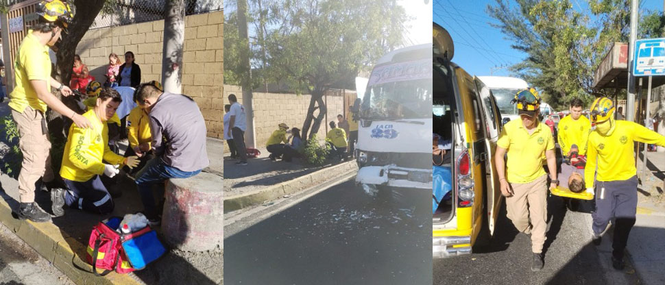 Microbuseros se disputan la vía, chocan y dejan ocho pasajeros lesionados