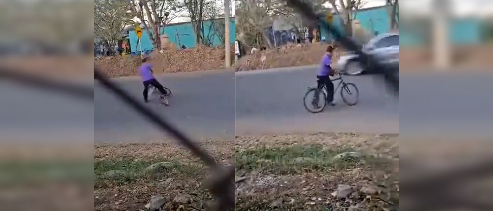 Hombre ebrio casi es atropellado al intentar conducir una bicicleta en Chalatenango