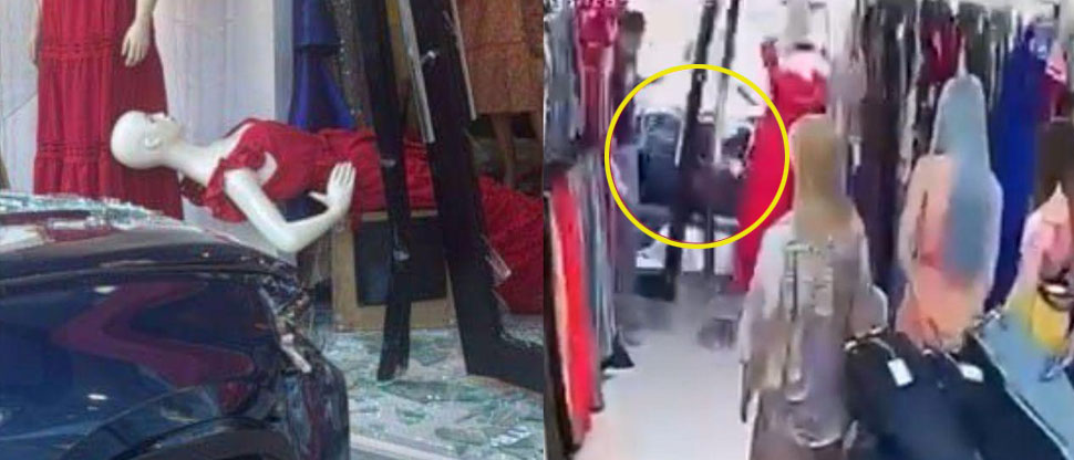 Conductora confunde pedal de freno con acelerador y choca contra una tienda