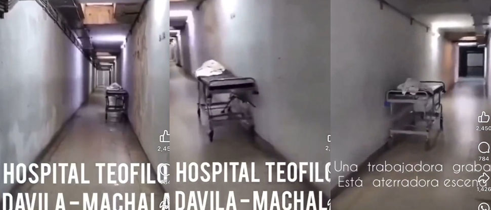 ECUADOR: trabajadora de hospital graba una camilla moviéndose sola