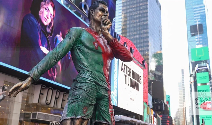 Cristianomanía: develan estatua de CR7 en la ciudad e New York