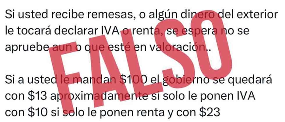 Desmienten información sobre supuesto impuesto a las remesas