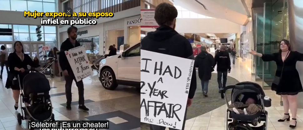 Mujer humilla públicamente a su esposo en un centro comercial porque le fue infiel