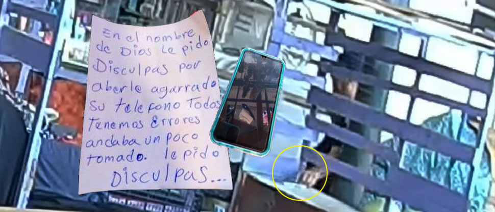 Sujeto que hurtó celular lo devuelve y pide perdón a su dueña en el «nombre de Dios»