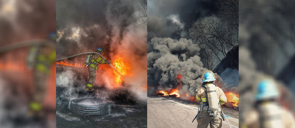 Bomberos trabajan por sofocar voraz incendio en el autódromo El Jabalí
